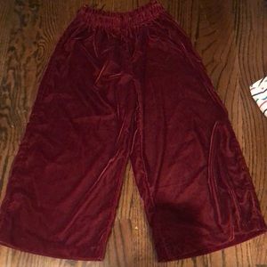 Janie and Jack Velvety Burgundy Wide Leg Pants